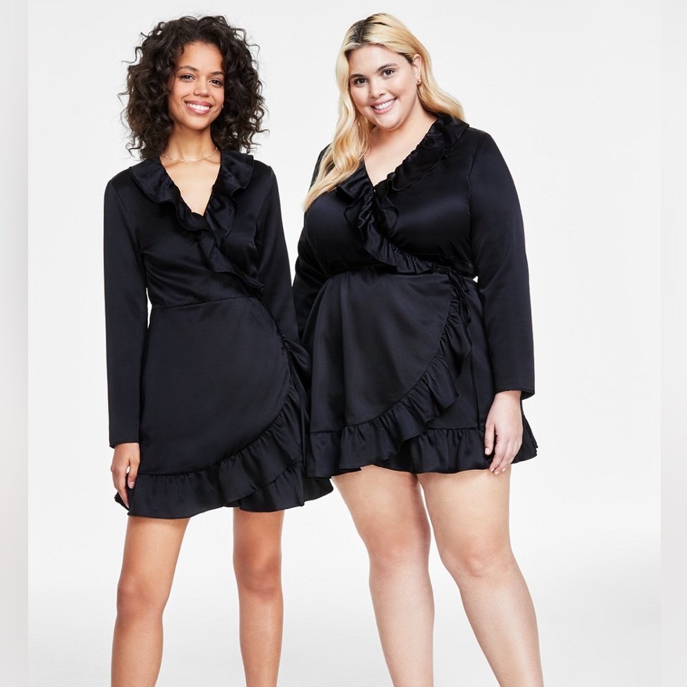 💋 Bar III - Asymmetrical Ruffled Wrap Dress